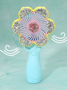 Glittered Flower USB Charging Portable Handheld Fan